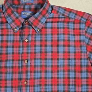 Pendleton Wool Shirt Button Down XL Tartan Plaid DAMAGED *